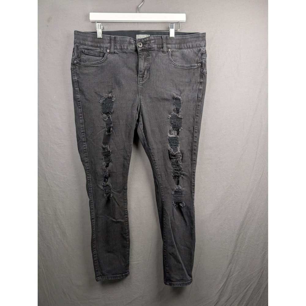 Torrid Bombshell Skinny Jeans‎ Black Distressed Premium Stretch Plus Size 18S